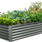 A ANLEOLIFE 8X4X1.5ft Galvanized Raised Garden Bed Kit, Rectangular Large Metal Deep Root Planters for Outdoor Plants Vegetables Flowers Herb, 359 Gallon Capacity- Quartz Grey