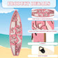3 Pieces Hibiscus Surfboard Decor for Bedroom Wooden Beach Wall Decor Summer Wood Surfboard Wall Hanging Sign for Tropical Living Room Decoration(Pink)