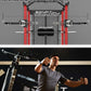 Eonfit E5 Smith Machine with Vertical Leg Press, Power Cage Squat Rack with LAT-Pull Down Cable Crossover Rotating Arms System Home Gym Equipment All in One (E5 RED)