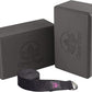 Clever Yoga Blocks & Strap - Lighweight Foam Yoga Blocks 2 Pack with 8ft Cotton Yoga Strap Set Kit for Beginners & Pros, Accessories & Equipment for Women & Men - Gray