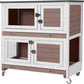 GUTINNEEN Rabbit Hutch Indoor with Chew-Proof Design, Wooden Bunny Cage Guinea Pig Cages with Lockable Wheels, Leak-Proof Trays for 1-3 Rabbits, Guinea Pigs, Small Animals (Brown)