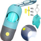 Dog Poop Bag Dispenser with Built-in LED Flashlight and Metal Clip for Leash, Pet Waste Bag Holder, Dog Walking Accessory (Cystal Blue)