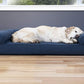 Furhaven Cooling Gel Dog Bed for Large Dogs w/ Removable Bolsters & Washable Cover, For Dogs Up to 95 lbs - Quilted Sofa - Navy (Blue), Jumbo/XL