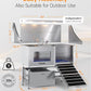 POLIMO Dog Washing Station, LED Professional Stainless Steel Dog Bathing Station 50", Dog Grooming Tub for Large, Medium & Small Dog - with Window, Ramp, Drawer, Floor Grate & Faucet (Right RAMP, 50")