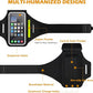 Running Armband with Earphone Bag Cell Phone Armband for iPhone 16 15 Pro 14 Plus 13 11 XR XS, Galaxy S24/S10 Water Resistant Sports Phone Holder Case & Zipper Slot Car Key Holder for 6.9 inch Phone