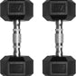 RitFit 5-650 LBS PVC Encased Hex Dumbbell Sets with Optional Rack for Home Gym, Hand weight with Chrome Handle for Strength Training, Workouts