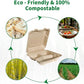 Aricsen Compostable 50 Pack 8x8 Inch 3 Compartment Takeout Lunch Box Containers with Lid, To Go Take Out Clamshell for Food, Disposable Eco-Friendly Biodegradable Bagasse, PFAS-Free, Unbleached Brown