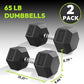 Hex Dumbbell 40-125 lb, Rubber Encased Exercise & Fitness Dumbbells, Hand Weight for Strength Training