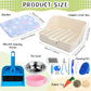 15 Pcs Rabbit Starter Kit Small Rabbit Litter Box Animal Grooming Kit Bunny Toys Bowl Blankets with Cleaning Set for Guinea Pig Accessories(Multicolor)