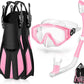 Odoland Kids Snorkeling Packages Snorkel Set, Dry Top Snorkel Mask with Adjustable Swim Fins for Boys and Girls Age 7-14