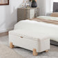 Wavy Ottoman Storage Bench Multi-Functional Narrow Entryway Bench Elegant End of Bed Bench with Storage and Safty Hinge for Living Room Entryway Hallway Bedroom Boutique, Beige