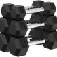 PAPABABE Hex Dumbbell Set, 45-135 lb Rubber Encased Home Gym Dumbbells, Weights Dumbbells Set for Women & Men, Hand Weight with Anti-Slip Grip