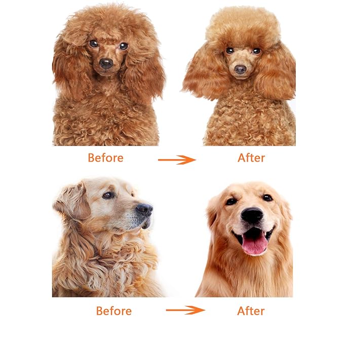 Dog or Cat Comb Grooming with Short and Long Teeth Dematting Knots Tangles Remover Combs Detangler Tool Suitable for Dogs Cats Poodle HorseStainless Steel Pin (Yellow)