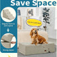 Dog Step for Bed, Dog Stair 4-Step 35D Pet Stair 19.7" H for High Bed or Sofa Non-Slip Balanced Pet Step Indoor, Beige