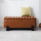 Kmax 45" Storage Bench PU Leather Entryway Bench Upholstered Ottoman Bench with Wavy Top & Safty Hinge for Bedroom Living Room Hallway, Brown