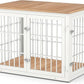 42 Inch Heavy Duty Dog Crate Furniture for Large and Medium Dogs, Decorative Pet House End Table, Wooden Cage Kennel Furniture Indoor, Natural and White