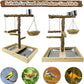 Tfwadmx Bird Perch Natural Wood Stand Toy Parrot Play Stand Platform and Hanging Bird Nests Bird Cage with Removable Tray and 2 Stainless Steel Cups for Parakeets Canaries Cockatiels Conure Lovebirds