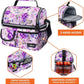 opux Lunch Bag Women Insulated, Adult Lunch Box Cooler, Flower Lunch Box, Dual Compartment Lunchbox for Work, Leakproof Double Decker Lunch Bag, Soft Lunch Pail Tote Girls Kids School, Floral Purple