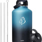 BUZIO Insulated Water Bottle with Straw Lid and Flex Cap, 64oz Double Wall Vacuum Stainless Steel Water Thermo Wide Mouth Lid, Cold for 48 Hrs Or Hot for 24 Hrs Sweat Proof Flask, Indigo Crush