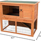TRIXIE natura Outdoor Rabbit Hutch with Run - 2-Story Rabbit Cage with Non-Slip Ramp - Large Elevated Small Animal House with Secure Playpen, Hinged Roof & Pull-Out Tray - in Brown