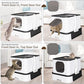 RIZZARI Large Enclosed Cat Litter Box : Covered Leak-Proof Reduces Odor - for Indoor Use Cat Owners (Black)