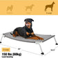 Veehoo Elevated Dog Bed for Outdoor, Cooling Waterproof Raised Dog Cots Beds XL, Curved Off Ground Pet Hammock Cot Lifted for Outside, up to 150lbs, White Legs, Black Silver 49"