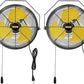 HiCFM 2500 CFM 12" Industrial Wall-Mounted Fan, 3-Speeds High Velocity Wall fans with IP44 Enclosure Motor for Barn, Garage, Warehouse, Greenhouse and Commercial Use, 2 Pack