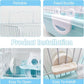 PINVNBY Dwarf Hamster Cage, Small Animal Cages, 2-Tier Travel Portable Mouse Cage Hamster Carrier with Castle House Running Exercise Wheels, Water Bottle and Food Dis（Blue）