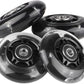 8pcs Inline Skate Wheels Led Light-Up Wheels 64/70/72/76/80mm w/Bushings 85-88A for Kids and Youth Beginners Children's Inline Skates Indoor/Outdoor Use (Black, 72mm)