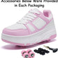 Roller Skate Shoes for Kids Girls Boys Detachable Wheeled Fashion Sneakers
