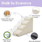 Lesure Dog Stairs for Small Dogs and Cats Pet Steps Ramp for Bed and Couch with CertiPUR-US Certified Foam with Non-Slip Bottom, Beige, 3 Steps