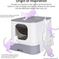 RIZZARI Large Enclosed Cat Litter Box : Covered Leak-Proof Reduces Odor - for Indoor Use Cat Owners (White)