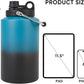 Kerilyn Insulated Gallon Jug with Handle, One Gallon, 128oz Stainless Steel, Large Double Vacuum Water Bottle for Hot & Cold Drinks, Wide Mouth, Sweat Proof, Great for Travel, Camping, Blue Gradient