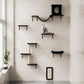 NUNU LAB Wall Mounted Cat Furniture, 6 Pcs Cat Wall Shelves with Condo House, Bridge, Steps, Scratcher, Hammock, Indoor Safe & Stable Furniture for Kittens Play, Black