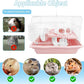 PINVNBY Dwarf Hamster Cage, Small Animal Cages, 2-Tier Travel Portable Mouse Cage Hamster Carrier with Castle House Running Exercise Wheels, Water Bottle and Food Dis（Pink）