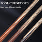 Kmise Pool Cue Set of 3, 57-inch Cue Sticks with 9.5mm Pro Tips, Splicing Process, Handmade from Premium Wood, Pool Sticks for Adults, for Men and Women, Bar Home Taple Sports