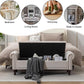 58.1'' Storage Bench Upholstered Linen End of Bedroom Bed Bench Ottoman with Tufted Cushioned Rolled Arm Large Storage Space for Reading Living Room Entryway, Beige