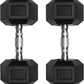 RitFit 5-650 LBS PVC Encased Hex Dumbbell Sets with Optional Rack for Home Gym, Hand weight with Chrome Handle for Strength Training, Workouts