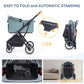 T5 Luxury Pet Stroller for Medium Dog Under 60lbs or 2 Small Dogs & Cats with 180 ̊Canopy, Sun Shades, Auto-Folding Stroller for Multiple Pets (Green)