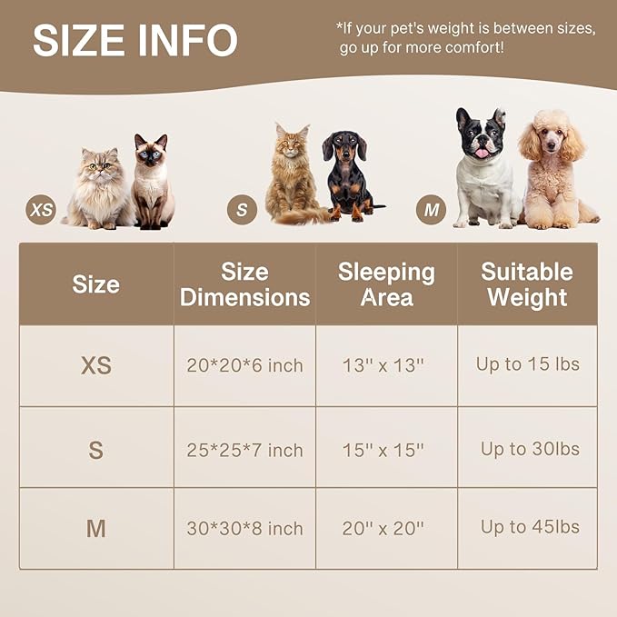 MEWOOFUN Cat Bed, Washable Beds for Indoor Cats, Cute Donut Bed Fluffy Pet Bed with Non-Slip Bottom, Calming Round Bed for Puppy and Kitten (Light Brown)