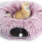 AUOON Cat Tunnel Bed for Indoor Cats - Circle Peekaboo Cat Cave with Washable Mat for Indoor Cats Kitten Kitty Puppy Rabbit Ferret (Rosiness)