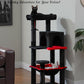 Gothic Cat Tree with Super Large Hammock, 45.7" Black Cat Tower with Coffin Bed, Cat Condo, Sisal Scratching Posts & Top Perch, Multi-Level Goth Cat Tree, Halloween, Black