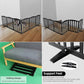 ZJSF Foldable Freestanding Indoor Dog Gate for House Wood White Long Pet Gates Dog Fence for Stairs Puppy Gates for Hallways, Puppy Gate,Support Feet Included, Black, 24 "Height-6 Panels
