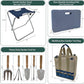 Garden Folding Gardener Stool with Gardening Tools Insulation Garden Bags Plus 5 Garden Tools and Gardening Kneeler Ideal Gift for Mother's Day/Father's Day (Navy Blue)