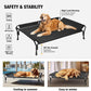 Veehoo Cooling Elevated Dog Bed, Raised Pet Cot with Guardrail & Slope Headrest, Durable & Breathable Teslin Mesh, Non-Slip Feet, Washable Dog Sofa Bed for Indoor & Outdoor, Large 47" x 32", Black