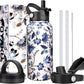 Water Bottle Insulated 32oz 40oz 64oz 128oz Straw Lid Spout Lid & 3 Lids, Leak Proof, Vacuum Insulated,Stainless Steel Water Bottle Wide Mouth for Sports, Gym or Office
