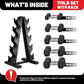 PAPABABE Hex Dumbbell Sets with Rack, 60-550lb Rubber Coated Dumbbell Weight Set and Storage Rack, Multiple Options Hand Weights for Strength Training