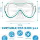 Aegend Kids Swim Mask Goggles, Tempered Glass 180° HD Wide View with Nose Cover