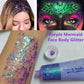 Go Ho Mermaid Purple Face Body Glitter Gel,Mardi Gras Outfit for Women Kids,Holographic Mermaid Chunky Sequins Glitters for Eye Lip Hair Nails,Festival Rave Accessories,52g