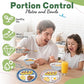 4 Pcs Portion Control Plates & Bowls Set (2 Plates + 2 Bowls, 9 Inch) - Self-Measuring for Weight Loss, Gastric Bypass, LapBand, Diabetes & Healthy Diets, Pink & Blue, for Adults & Children